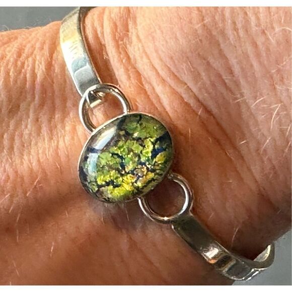 Mexico 925 TE-20 Sterling silver Hyalite opal bracelet - Picture 1 of 11